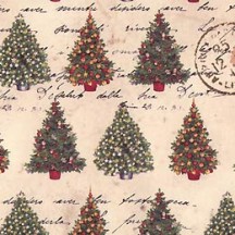 Christmas Trees & Stamps Holiday Print Paper ~ Tassotti 